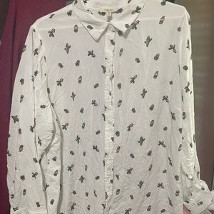 Como Blu White Cactus Button Down